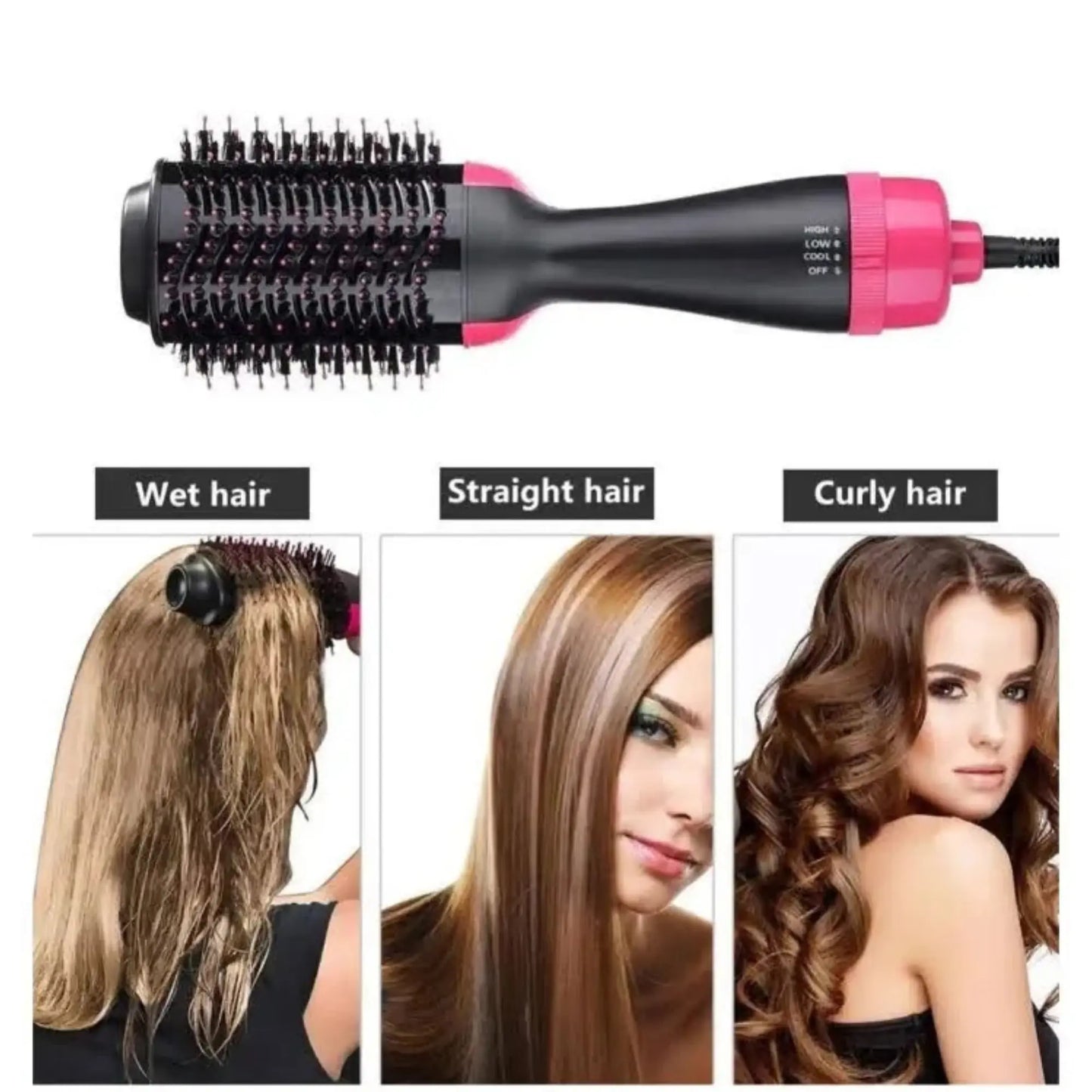 3-in-1 One Step Hot Air Brush Hair Dryer & Straightener Comb – Blow Dryer, Straightening Brush & Volumizer