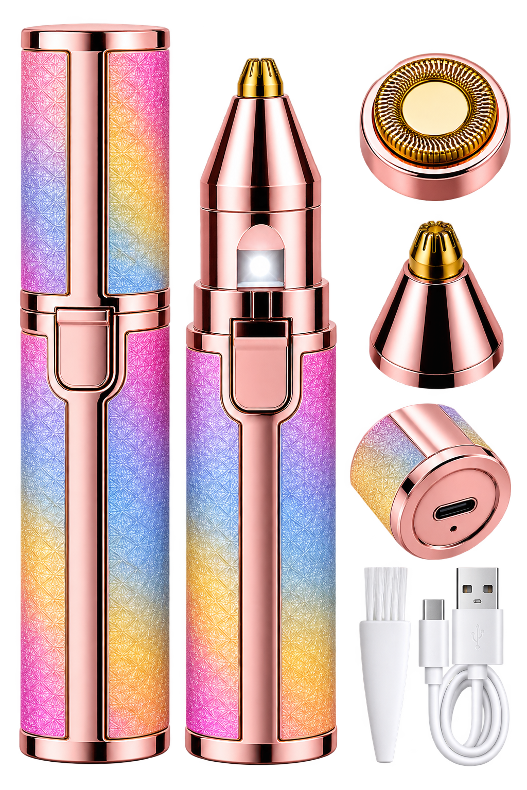 2-in-1 Rechargeable Facial Hair Remover & Eyebrow Trimmer for Women