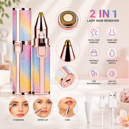 2-in-1 Rechargeable Facial Hair Remover & Eyebrow Trimmer for Women