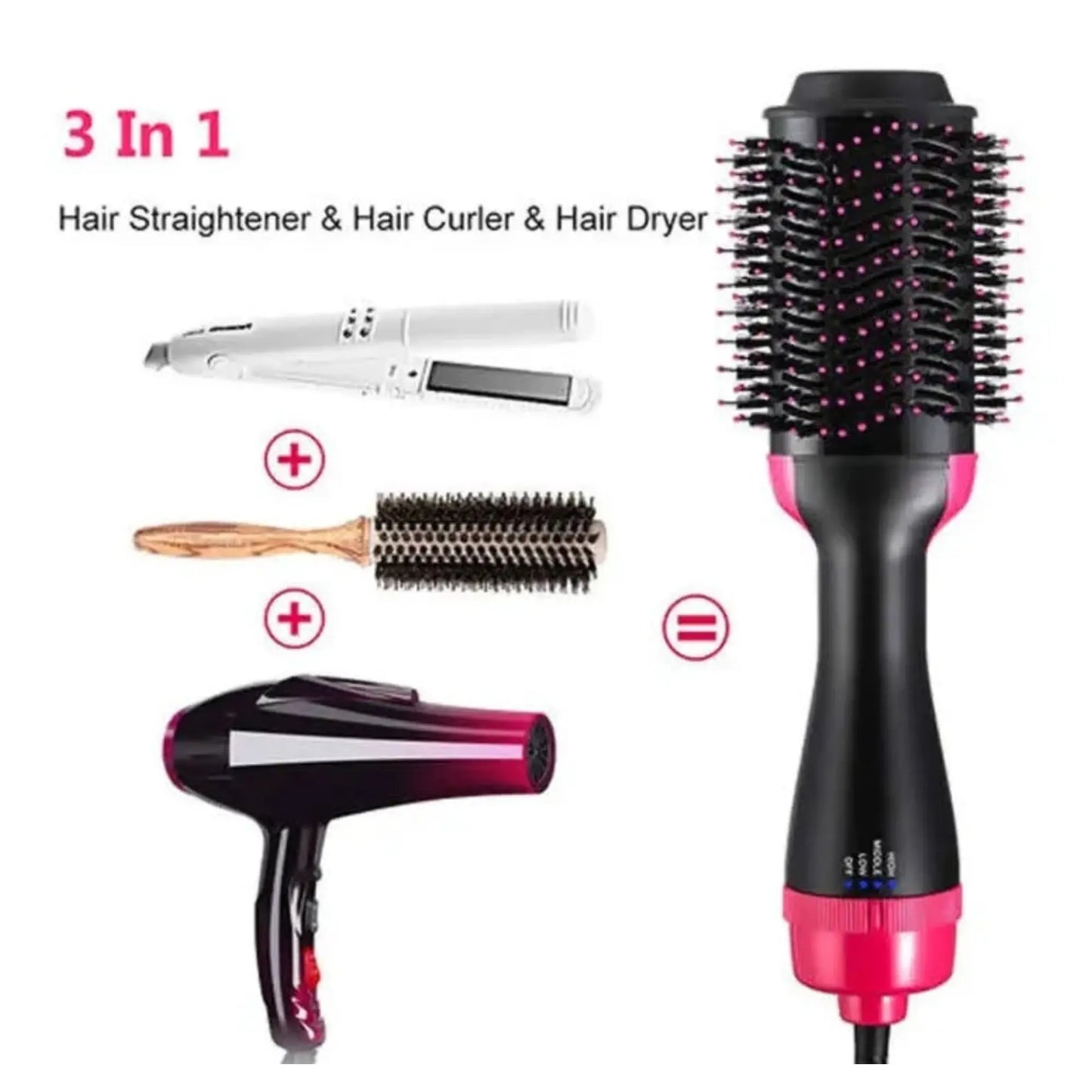 3-in-1 One Step Hot Air Brush Hair Dryer & Straightener Comb – Blow Dryer, Straightening Brush & Volumizer
