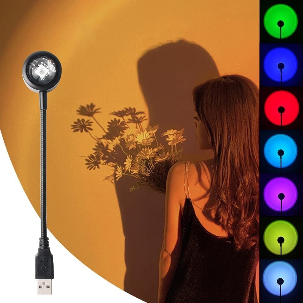 Remote Control Sunset Projection Lamp – 16 Colors LED Night Light