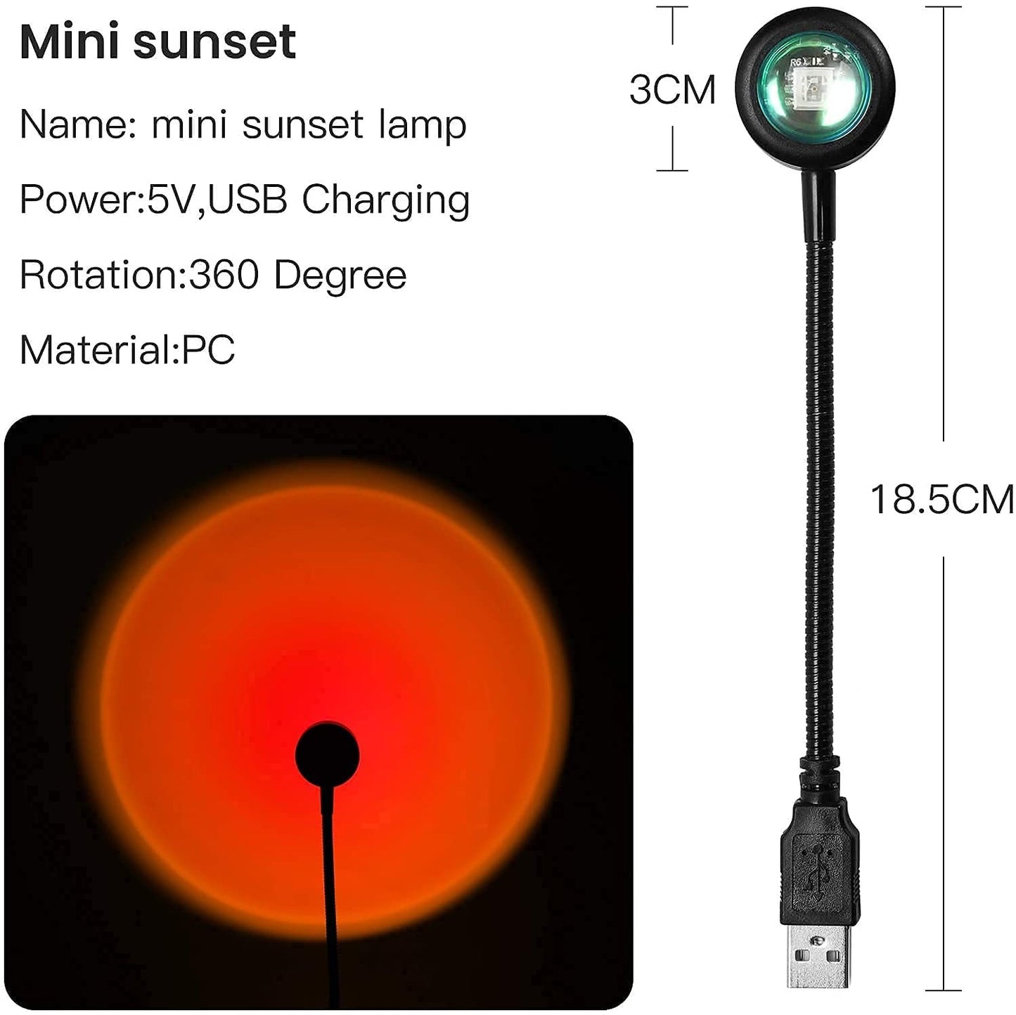 Remote Control Sunset Projection Lamp – 16 Colors LED Night Light
