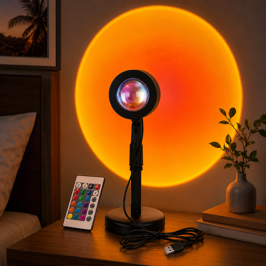 Remote Control Sunset Projection Lamp – 16 Colors LED Night Light