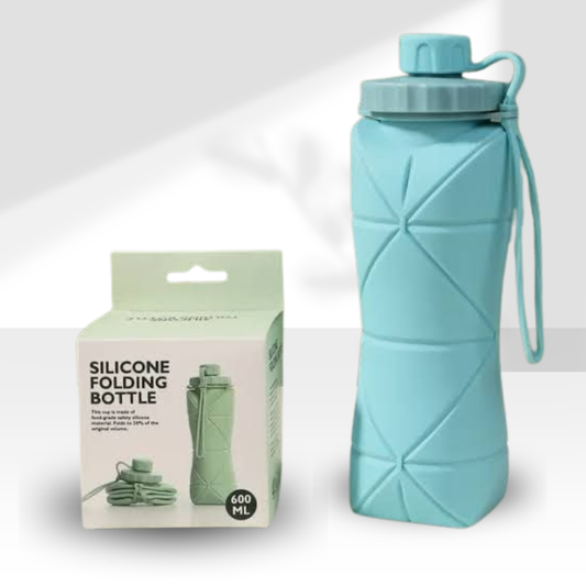 Silicone Water Bottle – 600ml Leakproof Foldable Sports Travel Flask-Reuseable